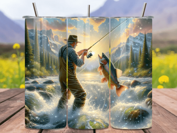 Download Mountain River Trout Fishing Tumbler PNG - Premium Resources