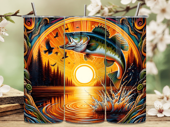 Download Abstract Sunset Bass Fishing Tumbler PNG - Premium Bundle